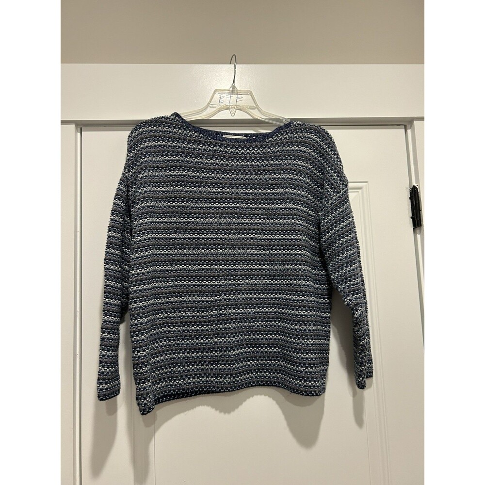 Vintage Express Tricot Sweater Womens large Striped Knit Pullover Made USA 90s